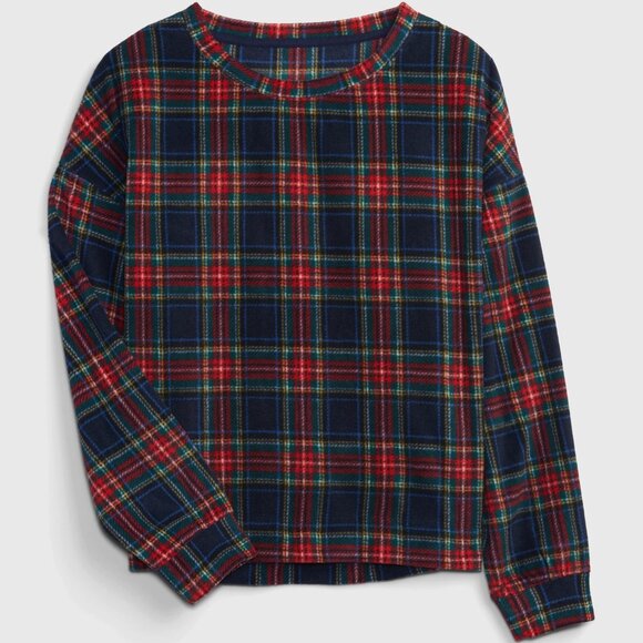 Gap plaid microfleece pj/lounge top - Picture 2 of 10